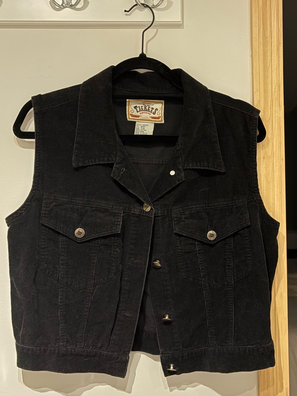 Timeless Tickets Black Corduroy Button-Front Vest